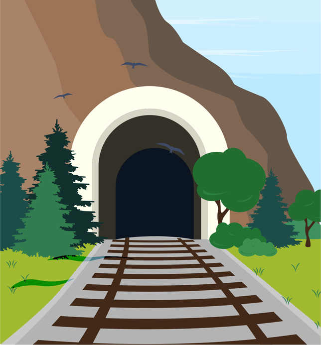 Rails menant à un tunnel
